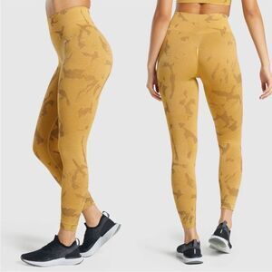 EUC GYMSHARK YELLOW CAMO ADAPT SEAMLESS LEGGINGS SIZE XL